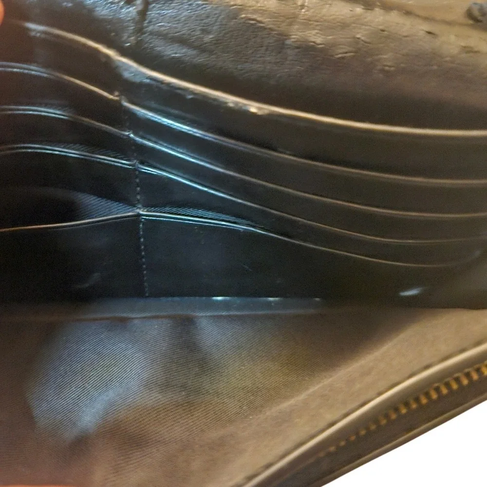 Coach Embossed Croc Leather Wallet Crossbody – Black Convertible Clutch - Picture 4 of 8